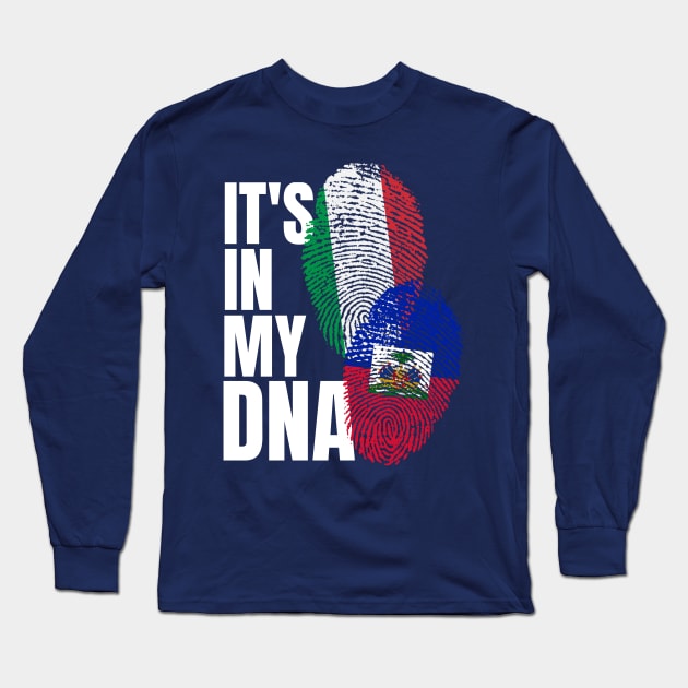 Italian Plus Haitian DNA Mix Flag Heritage Gift Long Sleeve T-Shirt by Just Rep It!!